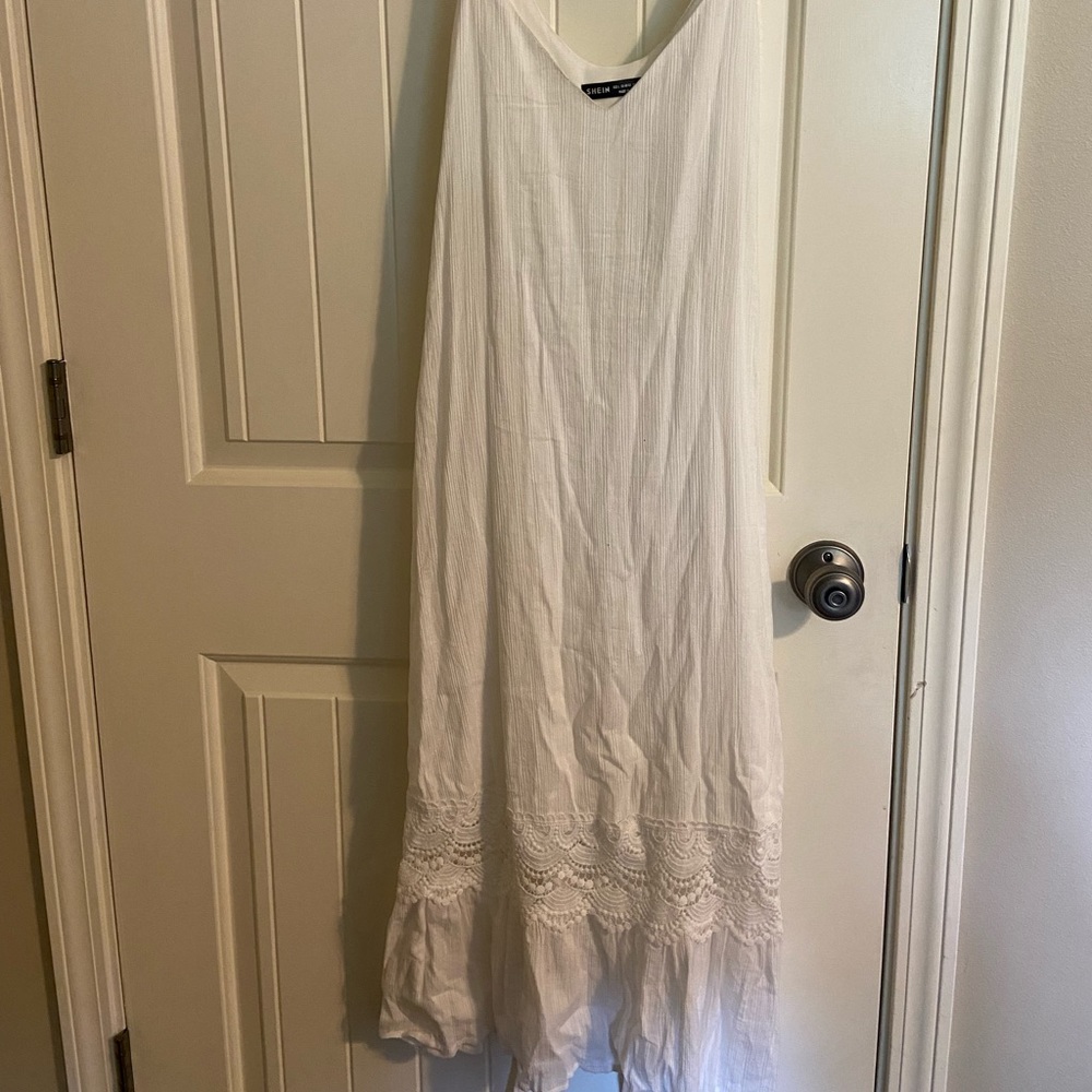 White Spaghetti Strap Boho Dress